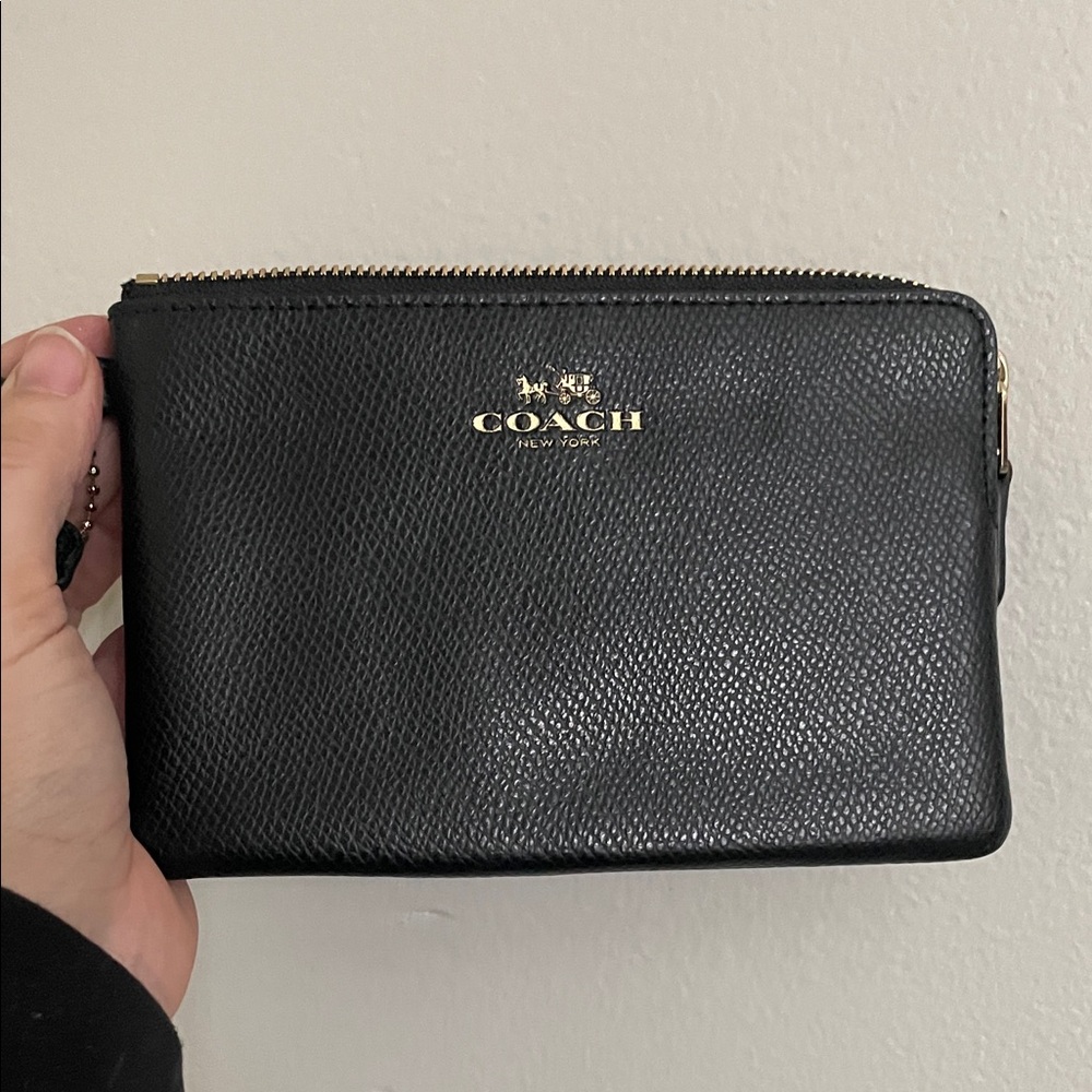 Coach Black Pebbled Leather Pouch